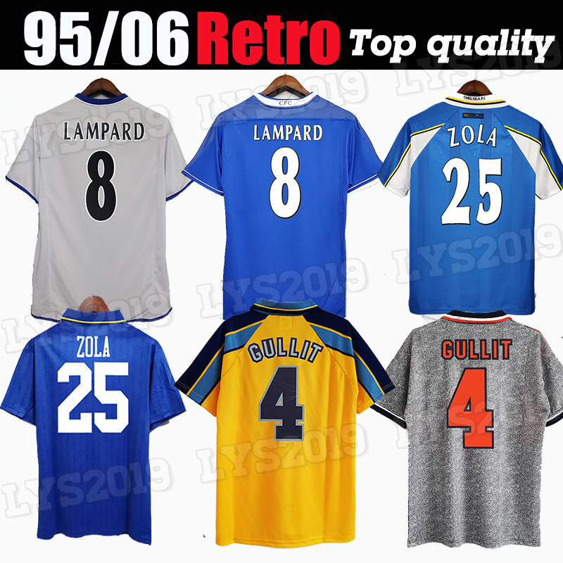 

95 96 97 99 03 05 Retro Football Soccer Jersey Men' Lampard Duff Terry Gullit Wise Mutu Cole Long Sleeve T-shirt Hasselbaink Gallas Torres Home