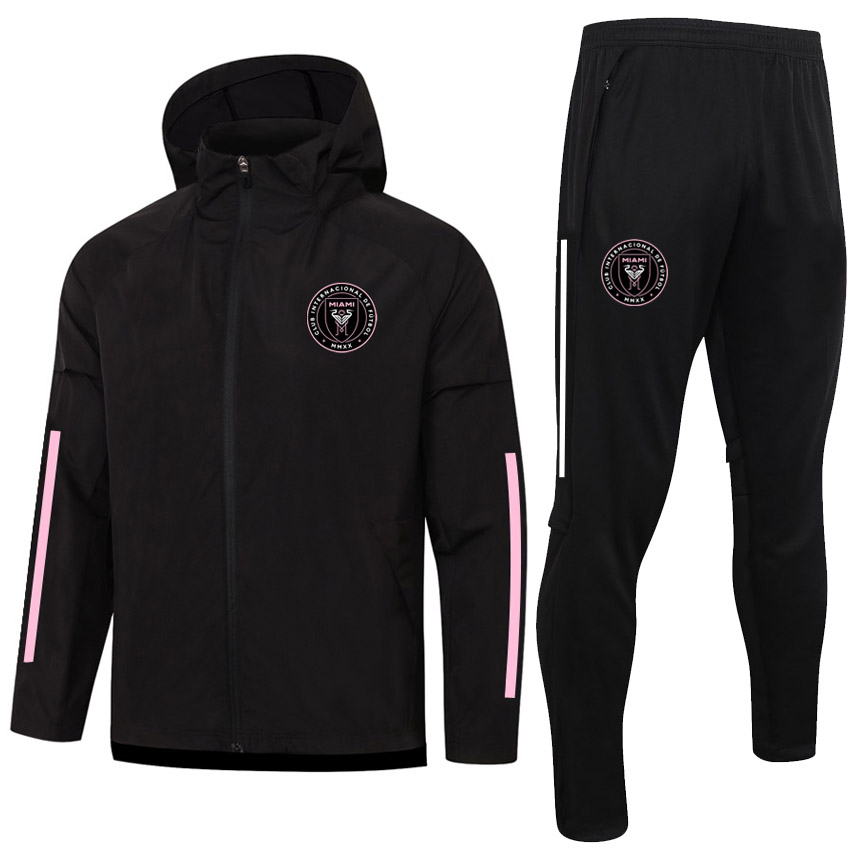 

2021 Inter Miami CF soccer Windbreaker Men's Tracksuits kits zipper Hooded jackets pants sets sports Training Suits adult Football jacket Sportswear Trench Coats