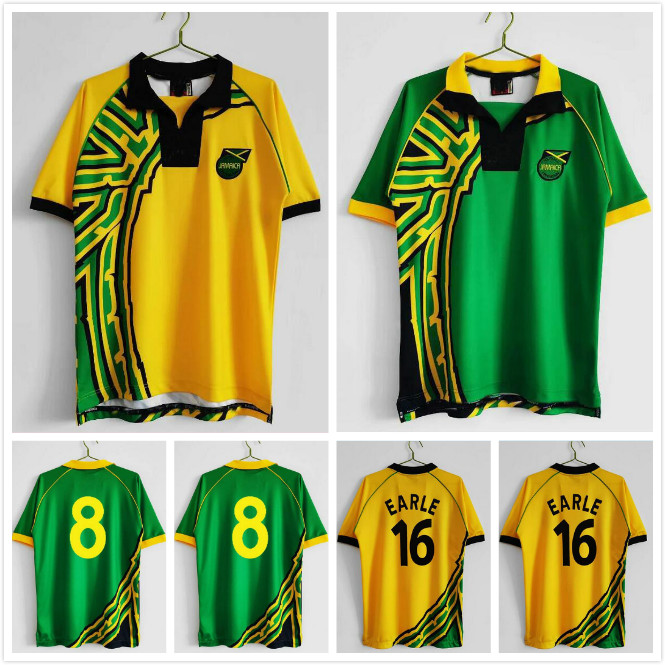 

1998 Jamaica soccer Jerseys 98 Retro home away GARDNER SINCLAIR BROWN DAWES SIMPSON CARGILL WHITMORE EARLE POWELL GAYLE WILLIAMS LOWE BURTON HALL men football shirt