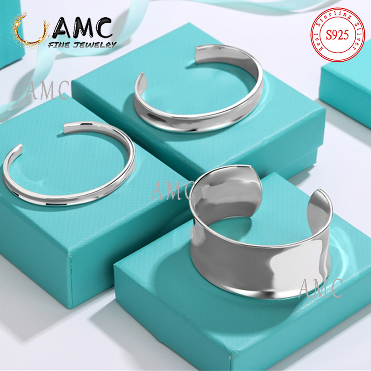 

AMC Bangle bracelet Sliver 925 keychains bracelet classic simple couple adjustable braceletHoliday gift Wholesale immediately have box