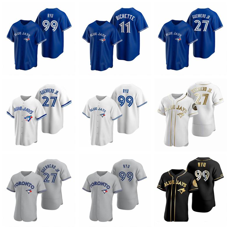 

Toronto BlueJays Baseball Jerseys 27 Vladimir Guerrero Jr. Jersey 11 Bo Bichette 99 Hyun-Jin Ryu Men Women Youth size -XXXXL, Blue;black