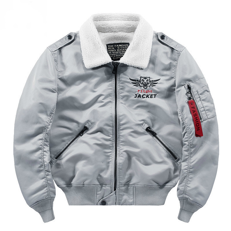 

Men's Jackets Military winter jacket pilot men air force thick multi-pocket bomber high quality tape baseball s, Army green.