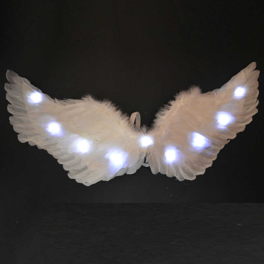 

Women Girl LED Glow Light Angel Feather Wing Fairy Wings Props Birthday Wedding Party Costume Christmas Xmas Halloween Y0903, Pink flower headband