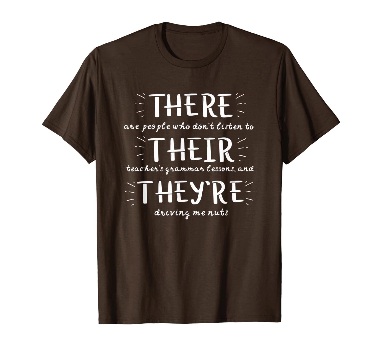 

there their they're, funny grammar english t-shirt, White;black