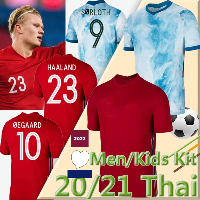 

20/21 Norway soccer jerseys 2021 home red #23 HAALAND nation team Football Shirt SØRLOTH ØDEGAARD BERGE MEN uniforms, Away kit