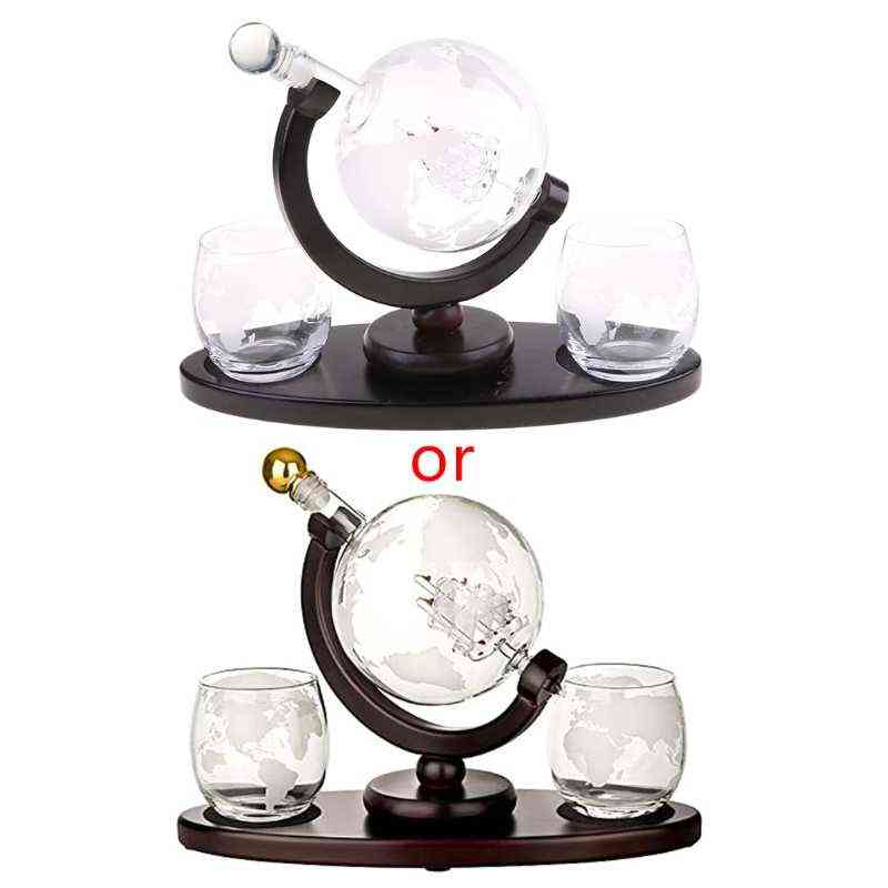 

850ML Whiskey Decanter Globe Set with 2 Etched Globe Whisky Glasses for Liquor Bourbon Vodka Wine Glass Decanters Drop Shipping Y1120