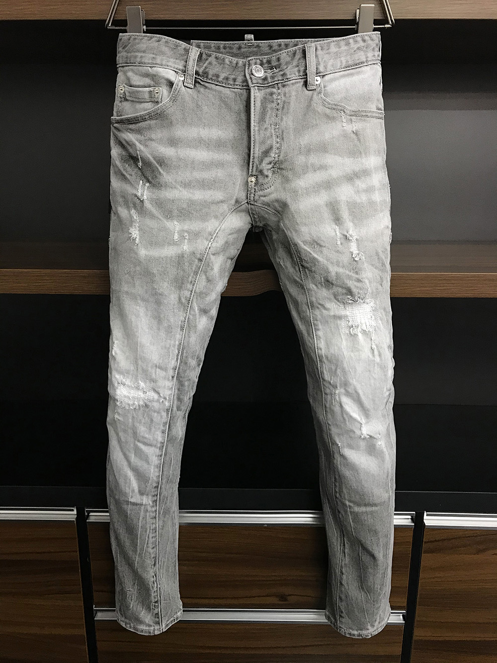 

DSQ PHANTOM TURTLE Classic Fashion Man Jeans Hip Hop Rock Moto Mens Casual Design Ripped Jeans Distressed Skinny Denim Biker DSQ Jeans 81247, As picture