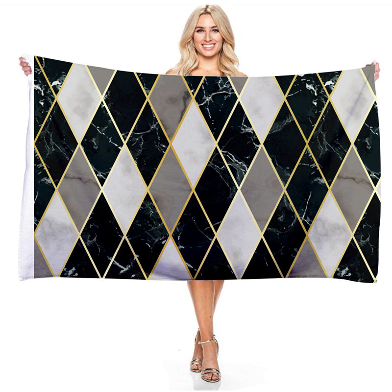 

Marble Pattern Beach Towel Rectangle Outdoor Sport Towel Blankets Quick Dry Superfine Fiber Geometry Bath Towels, As below picture