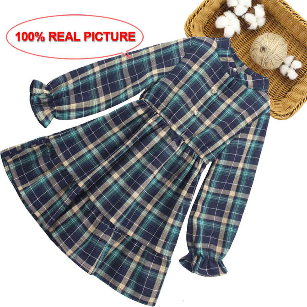 

Girl's Kids Dresses Plaid Pattern Party For Girls Patchwork Children Dress Ruffles Clothes Girl 6 8 10 12 14 C0228, As picture