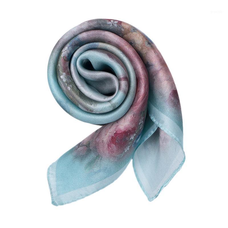 

Scarves Women Scarf Square Shawl And Wrap Lady Hair Neck Soft Office Bandana Foulard, Blue;gray