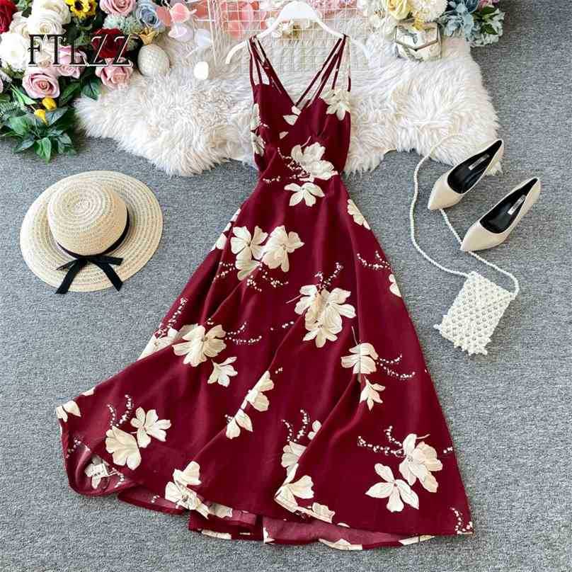 

Women Beach Wear Maxi Dress Vestidos Mujer Summer V-neck Backless Bandage Ladies Elegant Floral Printed Long Robe 210525, Black