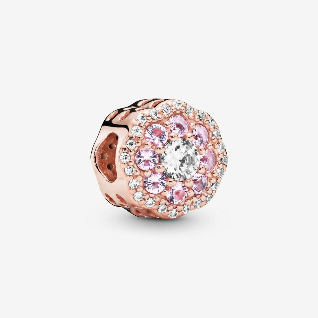 

Authentic 925 Silver Beads Bracelets Pink Sparkle Flower Charm Slide Bead Charms Fits European Pandora Style Jewelry Bracelets Murano, Bronze;silver