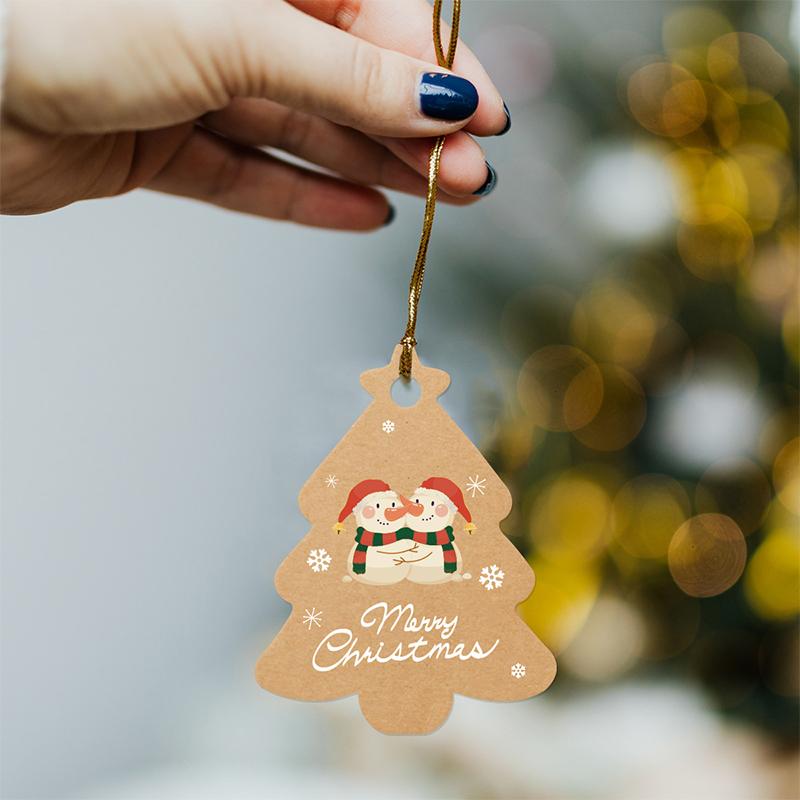 

Christmas Decorations 48/96 Sets Party Gift Wrapping Label With String Merry Packaging Kraft Paper Tags Decor Supplies