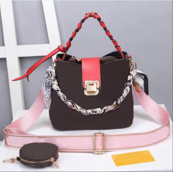 

Women's Fashion Bucket Bag with silk scarf High Quality Shoulder Bag Classic Design Crossbody NEONOE Bags Lady Handbags dust bag NO12569, Black