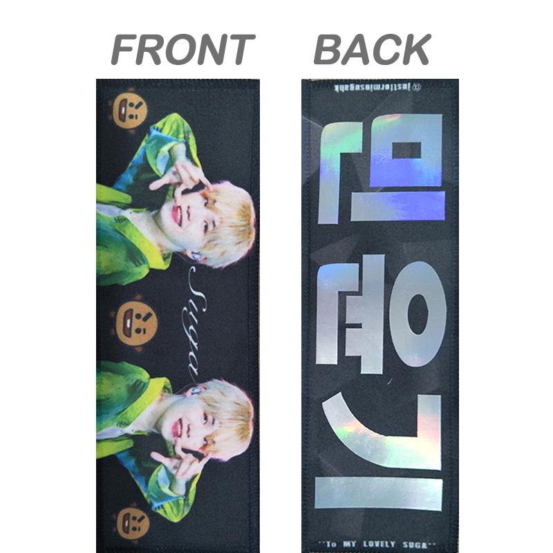 

Towel Mini Kpop Slogan Customized Double Sided Suede Holographic Doll Hand Banner Print With Logo Jooheon Minhyuk MOQ100pcs, Normal printing
