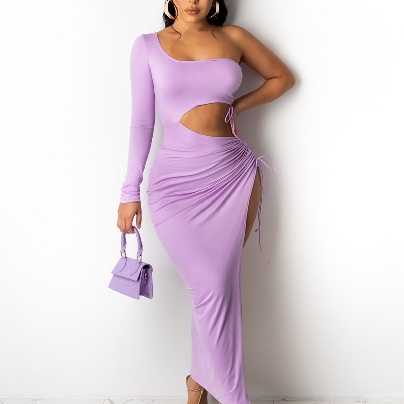 

Birthday Outfits For Women Dresses Summer Evening Party Midi Leisure Vacation Off Shoulder Long Sleeve Stacked Robe 210525, Lavender