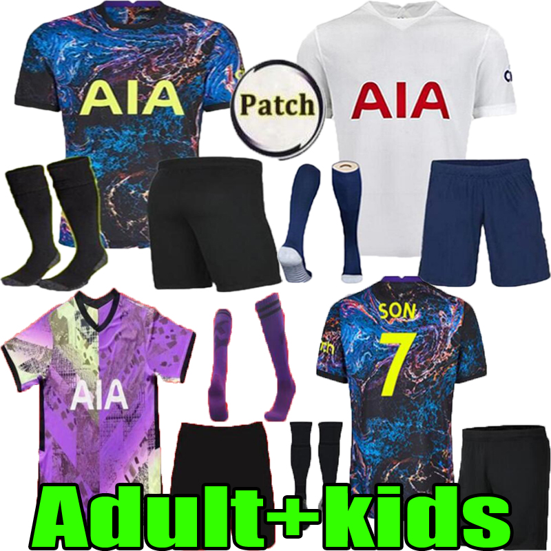 

Adult  kit 20 21 22 SPURS BALE KANE SON CLARKE NDOMBELE Soccer Jerseys set 2021 2022 DELE home away Football shirt kits WINKS sportswear suit, 2021 third