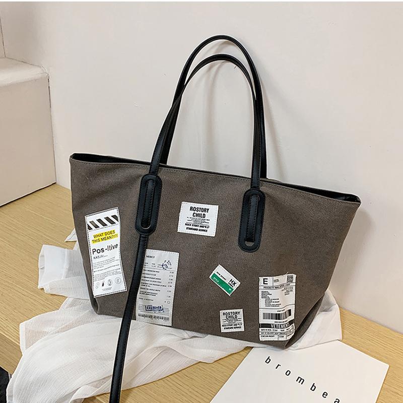 

Evening Bags 2021 Large-Capacity Trendy Fashion Canvas Ol Commuter Casual Street Style Women'S Single Shoulder Portable Tote Bag