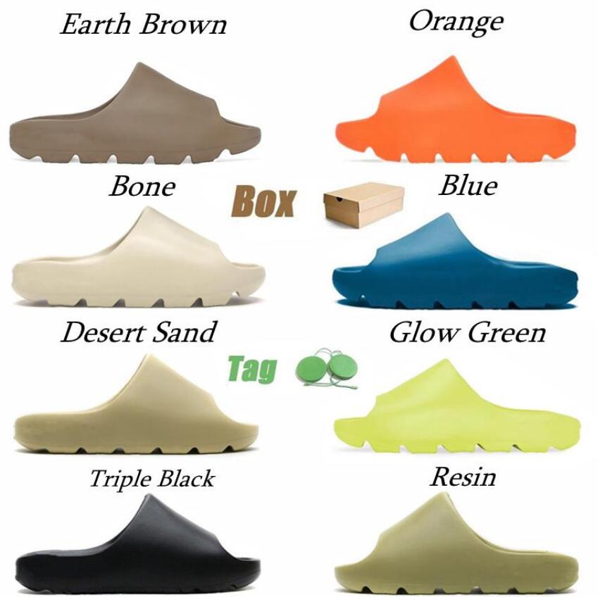 

With Box 2021 Slides Slippers Sandals men women Desert Sand Earth Brown Bone White Resin Foam Runner Slide outdoor Slipper size 35-47