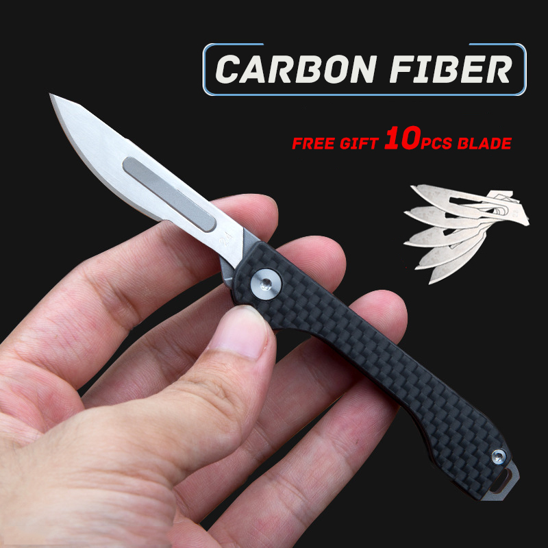 

NEW Carbon Fiber Foding Knife EDC Portabe Pocket Knifes Emergency Key Medica Foding Knives Surgica Sef-defense Surviva