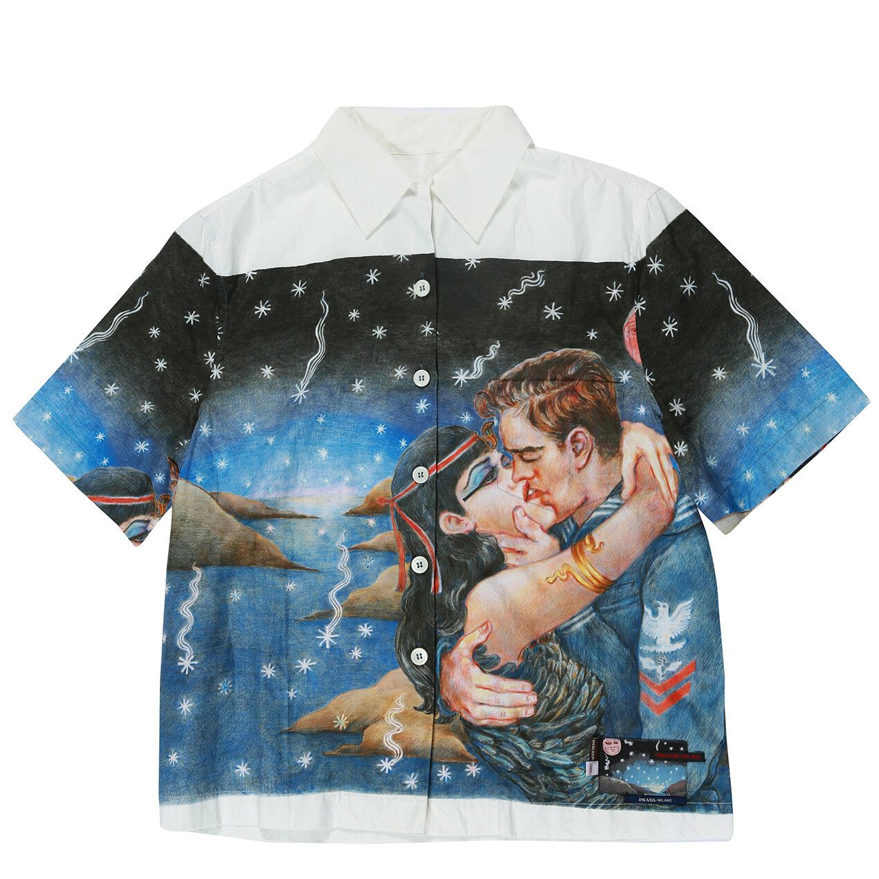 

Men's casual shirt Aw Impossible True Love Bowling Shirt Summer Christophe Chemin Short Sleeve Camp Collar High Version Fashion Style Rocky, Green
