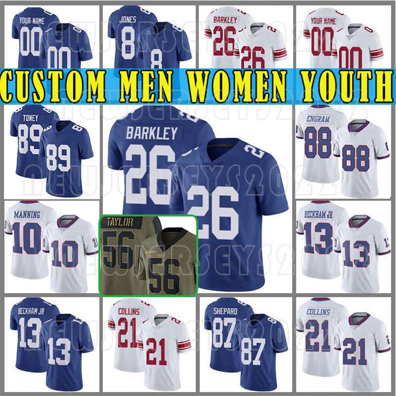 

New Custom 26 Saquon Barkley York 19 Kenny Golladay 89 Kadarius Toney Football Jersey Giant 8 Daniel Jones Phil Simms Eli Manning Lawrence Taylor Sterling Shepard, Custom women(juren)