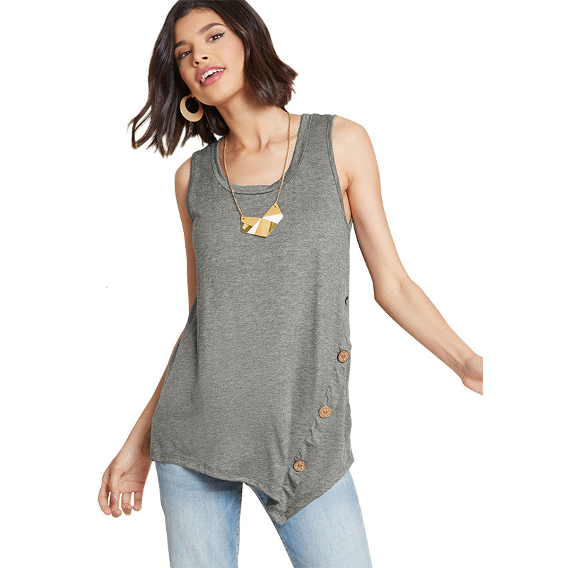 

Women' T-Shirt Women summer sleeveless Pullover Casual Blouses Shirts Irregular Mujer Tops womens and shirt, 2#