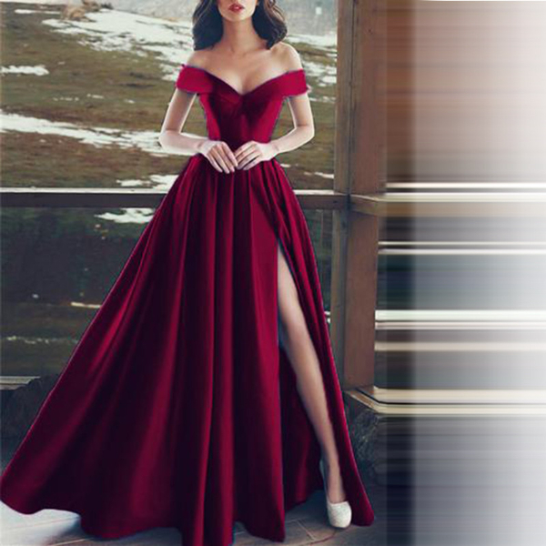 2021 New Design Sexy High Slit Satin Prom Dresses Long Charming Open Back Cap Sleeve Green Evening Party Dresses Cheap Prom Gowns-image-713016494