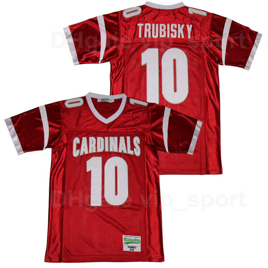 

Mentor Football 10 Mitchell Trubisky High School Jersey Red Team Color Pure Cotton Stitched Breathable Men Sport Top On Sale, 10 grey