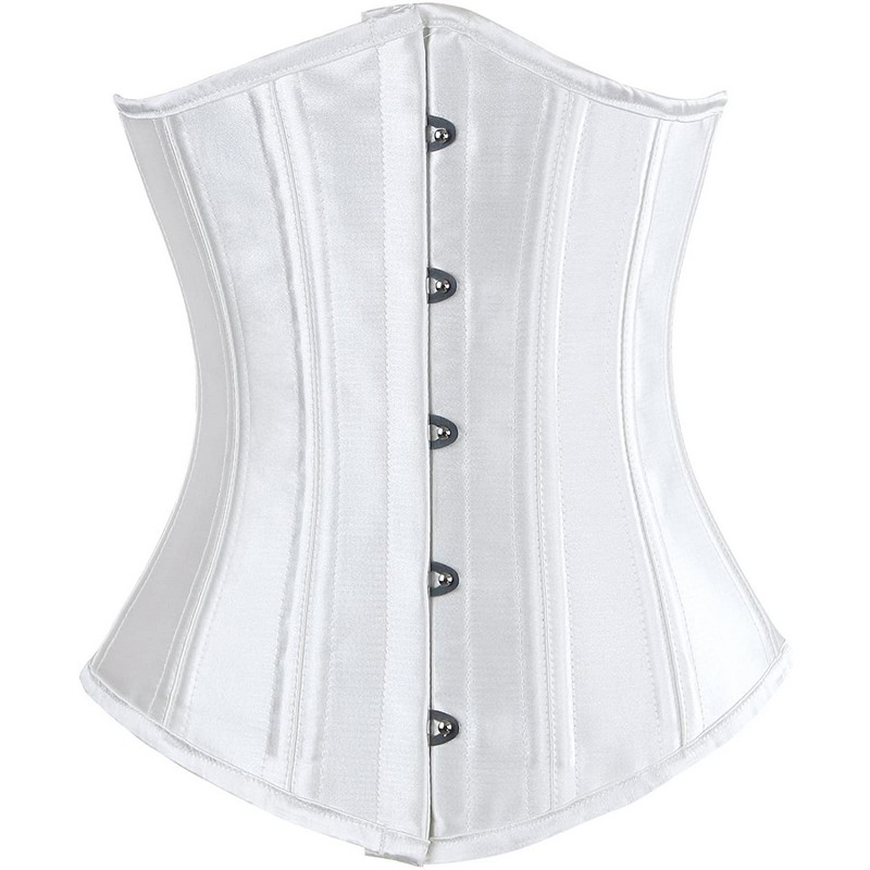 

Classic Lace up 26 Spiral Steel Boned Satin Underbust Corset Shaper Women's Fashion Slimming Corselete Waist Cincher XXS-XXL, Beige jacquard