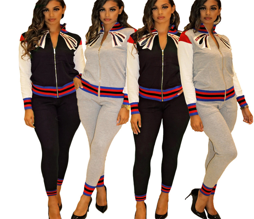 

Womens Active Tracksuits Fashion Pattern Outfits Spring Autumn Jacket & Leggings Trendy 2 Pieces Sets Hoodies Pants Casual Stitching Sweatsuit Size S, Black