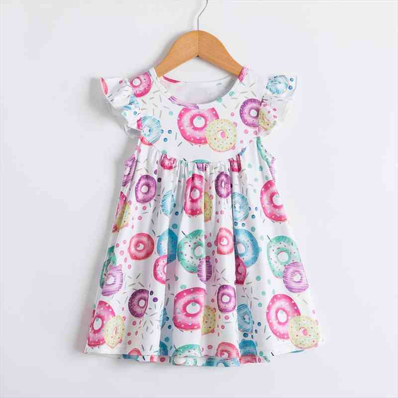 

2 years old girls girl dress summer donuts pattern little cute a line dresses princess vest birthday party, Red;yellow