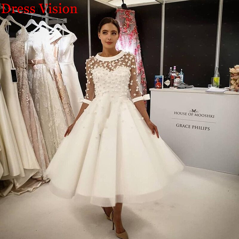 

Lace 3D Flowers Wedding Dress Robe De Mariee Vestidos Robe De Soiree Formal Robe De Soiree Bride To Be suknia lubna, White