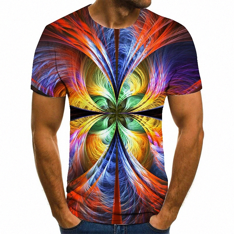 Men's Unisex Tee T shirt 3D Print Geometric Graphic Prints Plus Size Round Neck Casual Daily Print Short Sleeve Tops Basic Fashion Designer