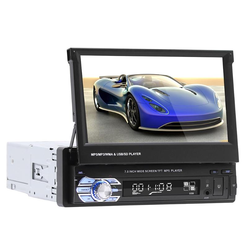 

Car Video 9601 Retractable 7" Screen Stereo MP5 Player AM FM Radio Bluetooth HD Media With Camera Accessories