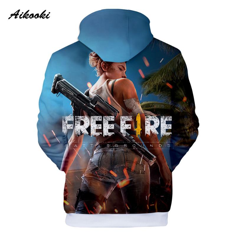 

Men's Hoodies & Sweatshirts Game Free Fire 3D Autumn/winter Trendy Long Sleeve Hoodie Girls Casual Tops, Black