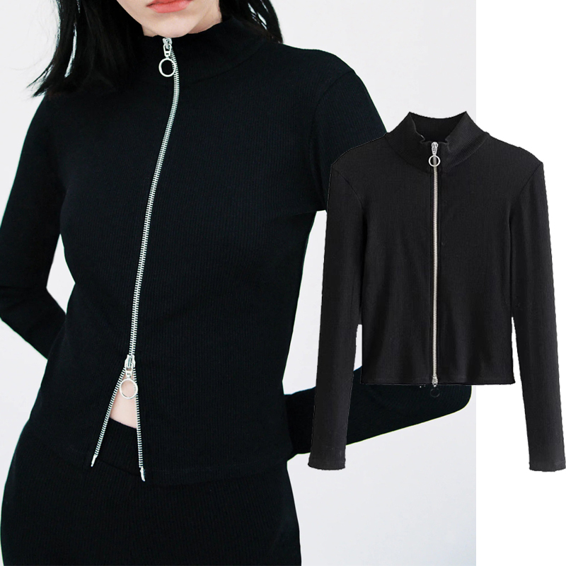 

Women's Down & Parkas Fashion Autumn Winter Solid color Coat Women Jacket Cropped Jackets Overcoat Single Breasted zipper Slim Out, Black