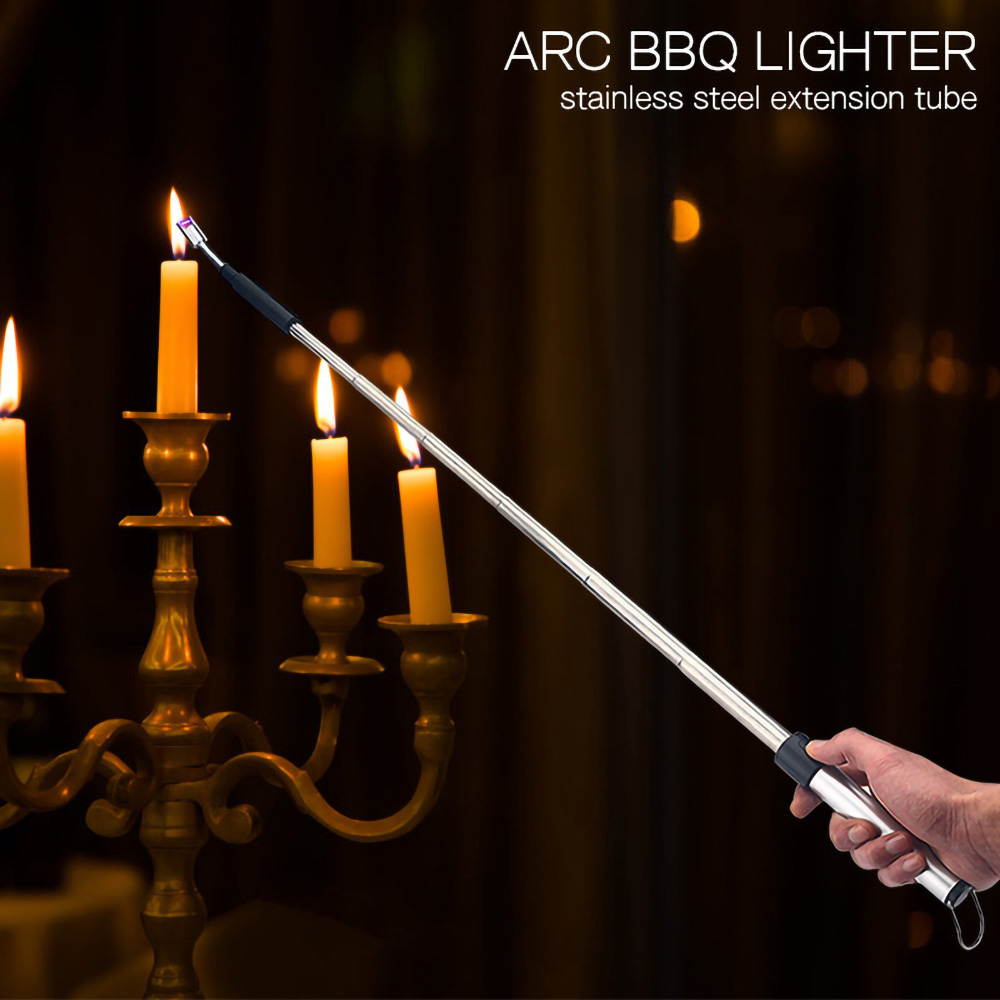 

70 CM BBQ Cande USB ighters ong adjustabe Rechargeabe Kitchen Windproof Cigarette ighters Pasma Pused Powerfu Arc