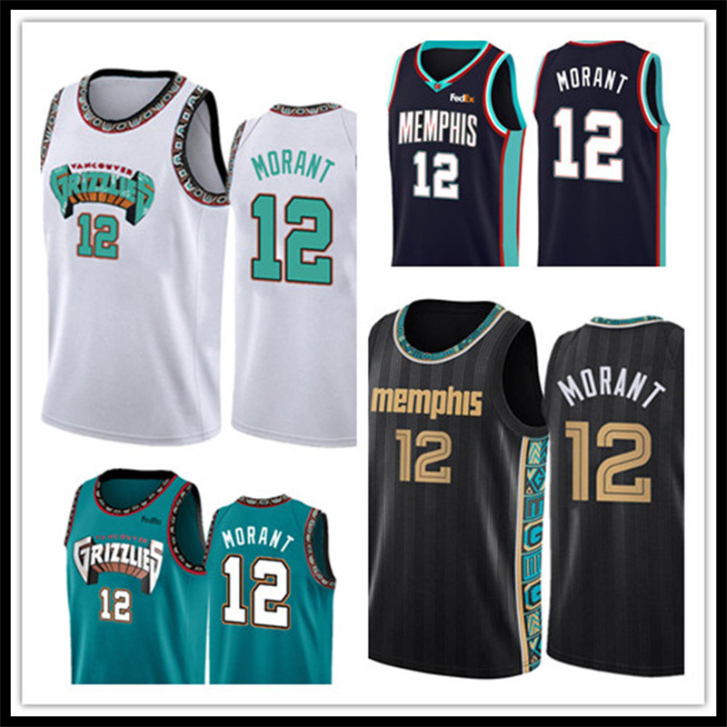 

Ja 12 Morant Jersey MemphisGrizzliesBasketball Jerseys Mens S-XXL Black Green White