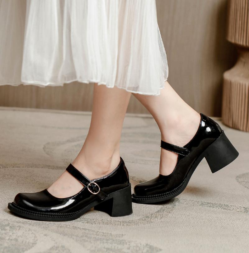 

Dress Shoes Woman Girls Light Zapatos Mujer Vintage High Heels Leather Pumps Plus Size Chaussure Femme SA1449, Black3