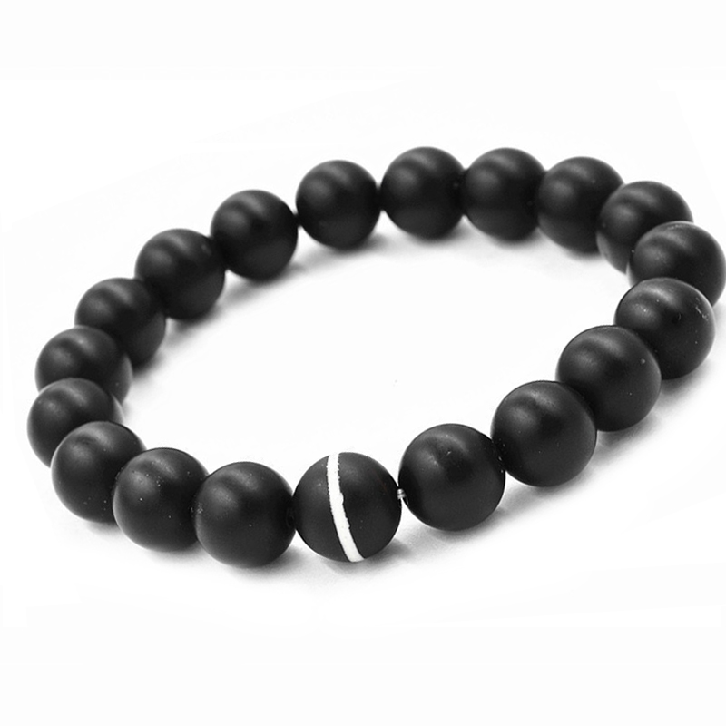 

10mm Black Matte Stone Beads Buddha Bracelets Mens Beaded Meditation Jewlery