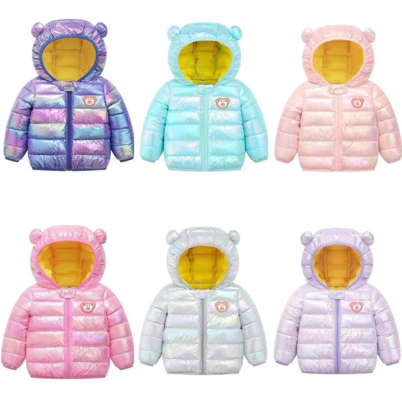 

Down Coat Cute Children Jacket Baby Boy Girl Autumn Winter Thicken Parkas Kids Colorful Clothes Hoodie Warm&Waterproof Outwear, Blue;gray
