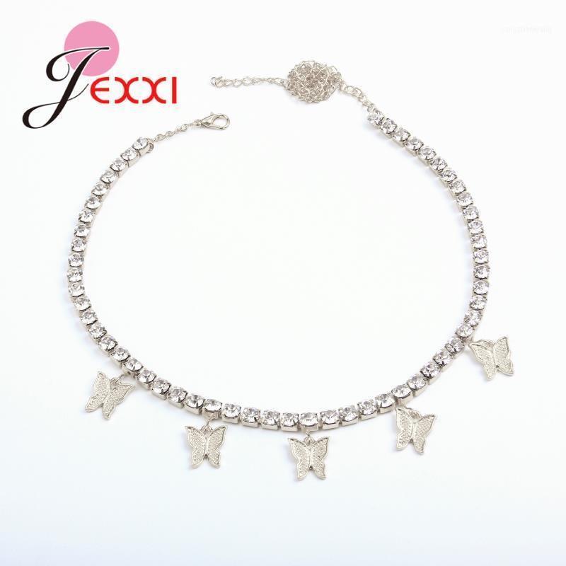 

Fashion Butterfly Pendant Necklace Female Shiny Crystal Clavicle Chain 925 Sterling Silver Jewelry Party Gift1