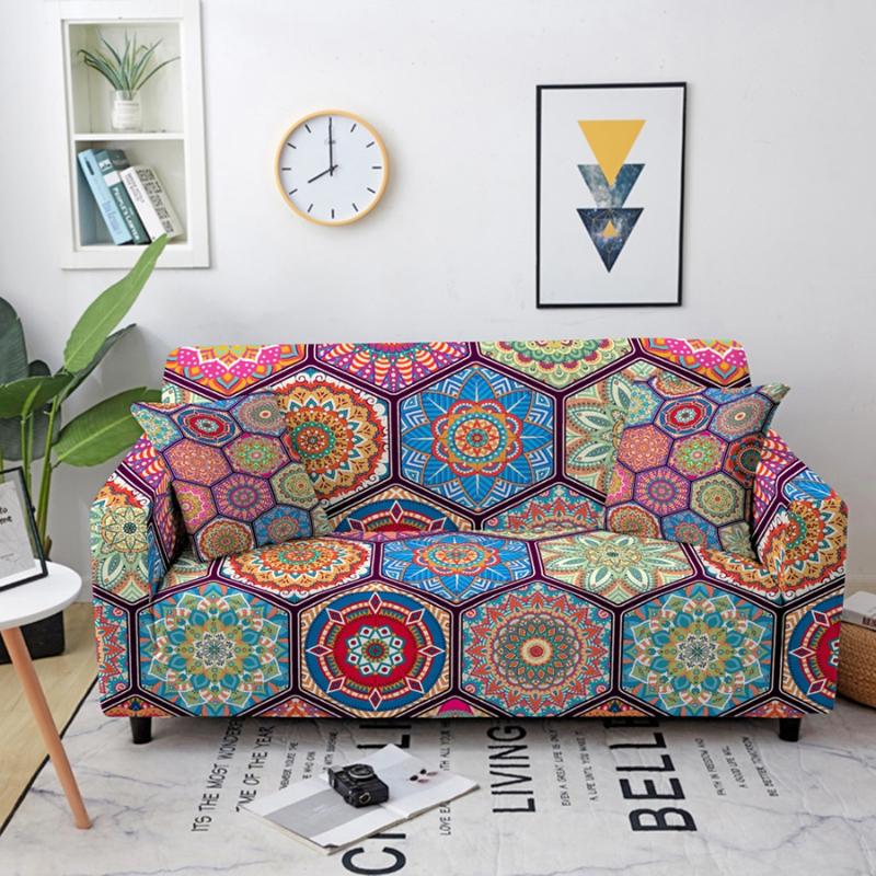 

Chair Covers Bohemian Mandala Flower Pattern Elastic Sofa Cover For Living Room Couch Protective 1/2/3/4 Seater
