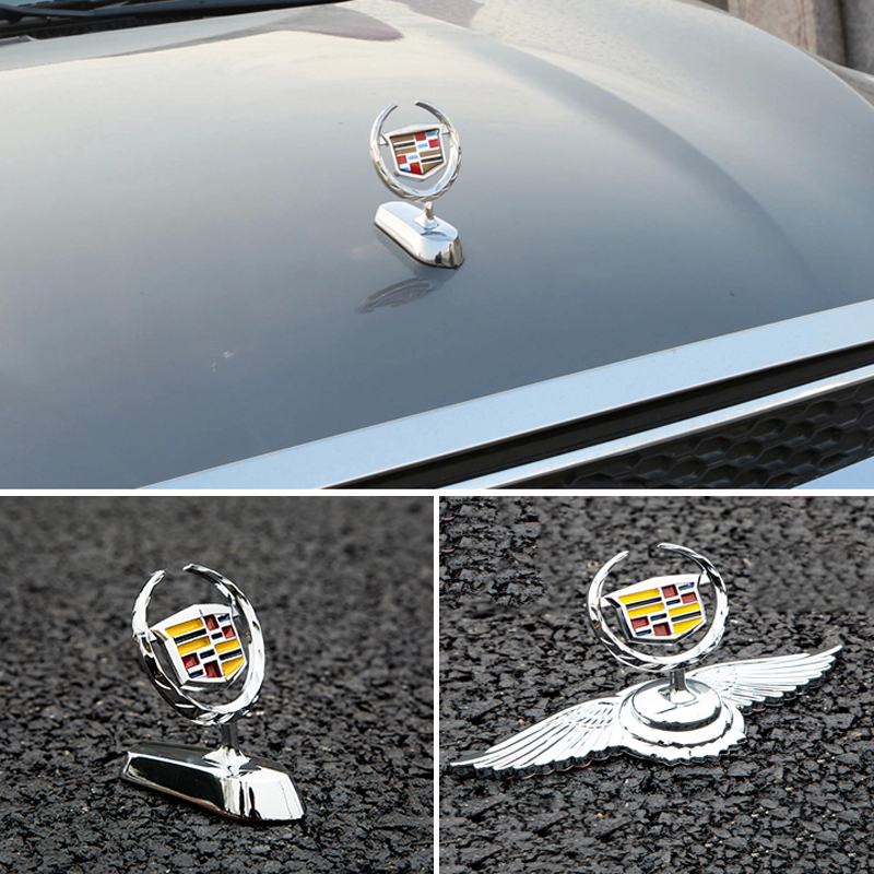 

For Cadillac Escalade Seville CTS ATS BLS SRX SLS XTS XT5 XT6 Alloy Chrome Front Hood Cover Emblem Sticker Accessories, As picture