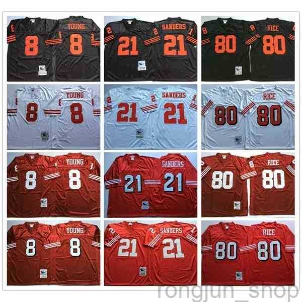 

NCAA Vintage Retro 75th Anniversary Shirt #8 Steve Young Jersey 21 Deion Sanders 80 Jerry Rice Red White Black Mens Football Jerseys, Same as picture