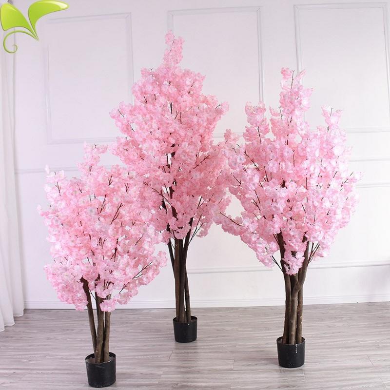 

Decorative Flowers & Wreaths PInk Color Artificial Cherry Blossom Tree Flower Wishing Trees 1M 1.6M 2M HIgh For Shop Landscape DIY Wedding C, 1m height