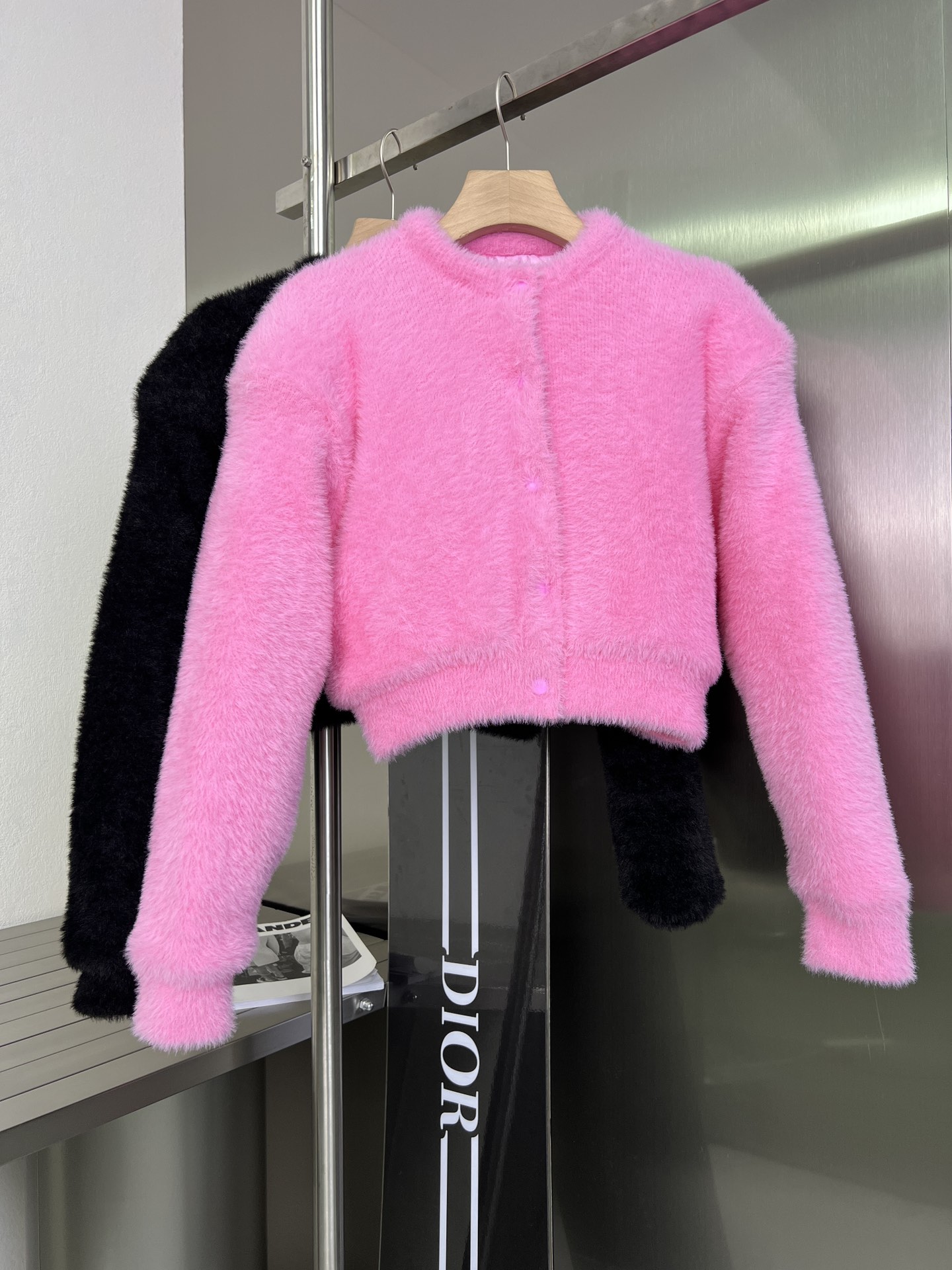 

Plush long sleeve coat new style temperament slim lady, Pink