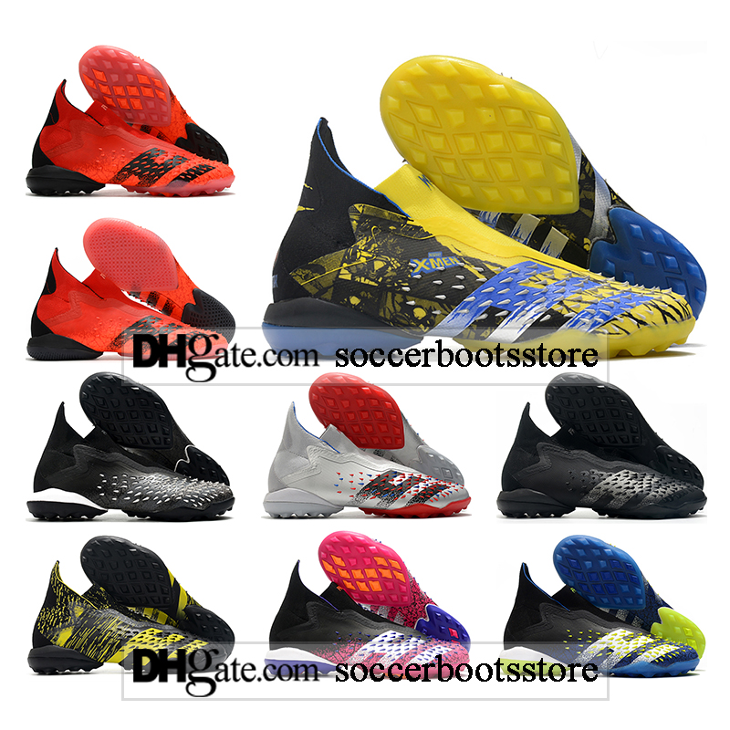 

GIFT BAG Kids High Ankle Football Boots Predator Freak + IC TF Cleats Mens Tango IN Laceless Trainers Pogba 21 Indoor Turf X Men Black Red B