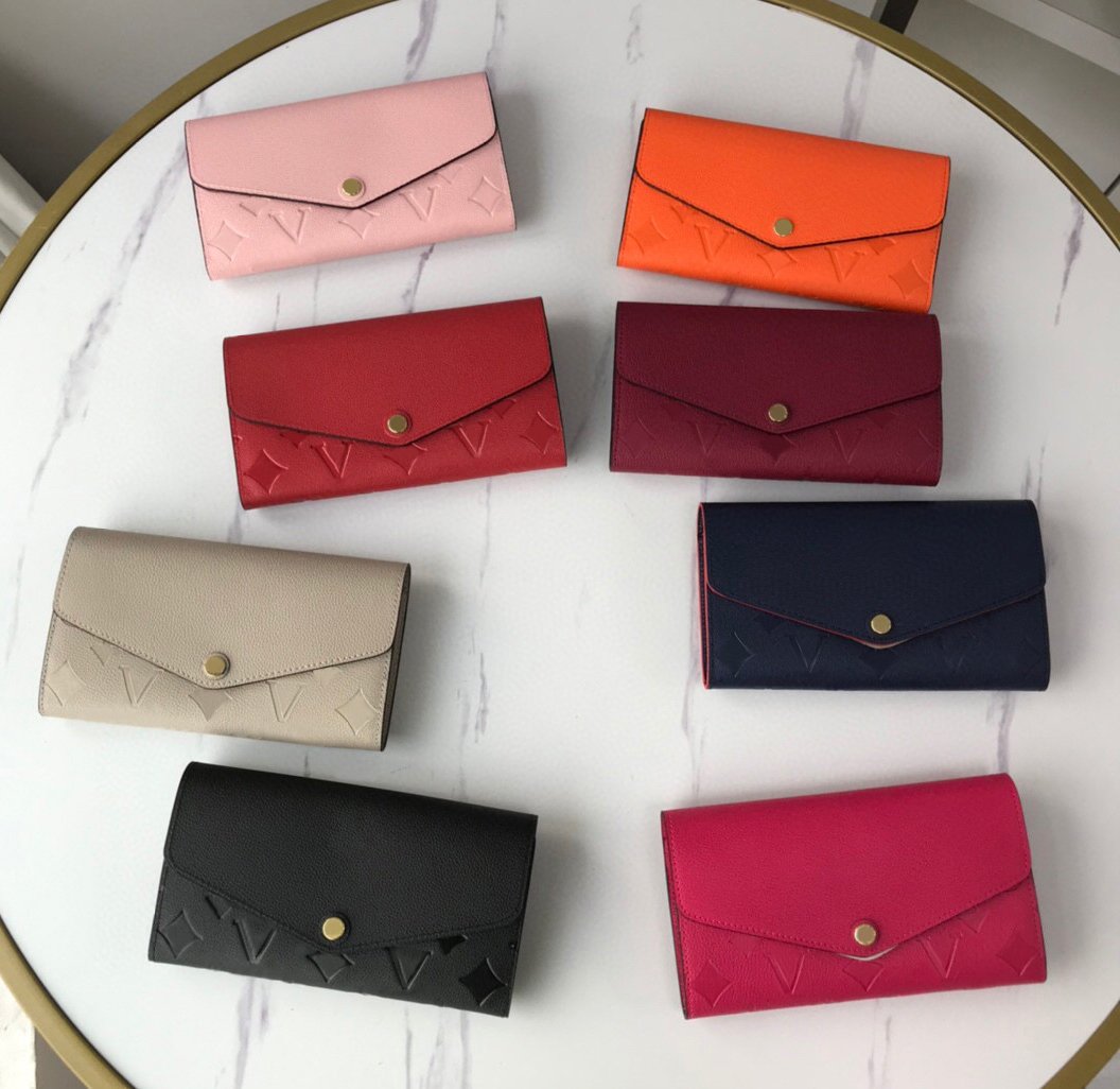 

Fashion flowers designer Women Wallets luxurys Men leather bags High Quality Classic Letters zipper coin Purse Original Box Checked Sarah card holders M611v82, Not a product (extra freight)